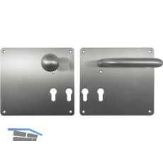 Wechselgarnitur GEOS - f�r M�llraumt�ren auf Breitschild rechts, Edelstahl matt