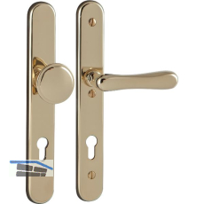 Sicherheits-Wechselgarnitur ELEGANT/22 auf Schild PZ88, Messing poliert PVD