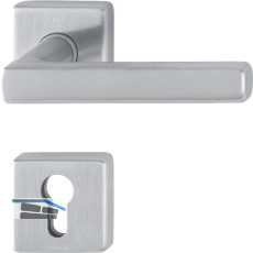 Feuerschutz Dr�ckergarnitur DALLAS auf Rosette PZ, Edelstahl matt