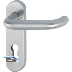 Feuerschutz Dr�ckergarnitur PARIS auf Kurzschild PZ, Edelstahl matt