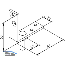SOLIDO 100 Tragwinkel mit Drehbolzen f�r Faltt�rbeschlag Edelstahl