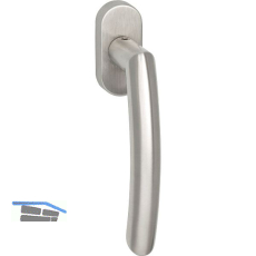 MARCHESI Fenstergriff Arc mit Rosette, VK 7 x 35 mm, Edelstahl matt