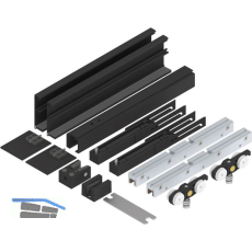 SOLIDO 100 Beschlagset Glas Einzugsd�mpfung Laufschiene Blende L=2500 mm schwarz