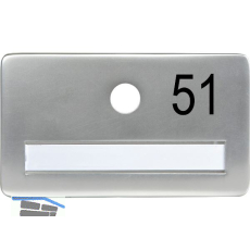 SOLIDO Namensschild ohne Spion mit Gravur Nummer, 120x70 mm, Aluminium silber