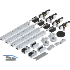 SOLIDO 100 Synchronbeschlagset Glas ESG/VSG 8-10,76 mm Bodenf�hrung silber