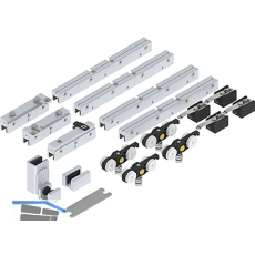 SOLIDO 100 Teleskopbeschlagset Glas 2-flg. ohne Laufschiene F�hrung silber