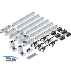 SOLIDO 100 Teleskopbeschlagset Glas 3-flg. ohne Laufschiene F�hrung silber