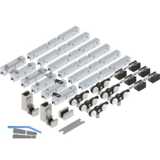 SOLIDO 100 Teleskopbeschlagset Glas 3-flg. ohne Laufschiene F�hrung Edelstahl