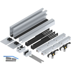 SOLIDO 100 Beschlagset Glas Einzugsd�mpfung Laufschiene Blende L=2500 mm silber