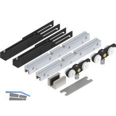 SOLIDO 100 Beschlagset Glas mit Einzugsd�mpfung Bodenf�hrung Edelstahl-Effekt