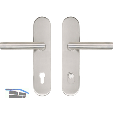 SH-Dr�ckergarnitur GEHRUNG - auf Schild PZ92, mit Kzs., Edelstahl, RC2