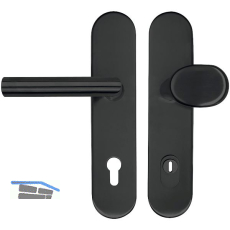 SH-Wechselgarnitur GEHRUNG -auf Schild PZ92, mit Kzs., Edelstahl schwarz