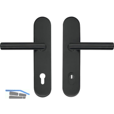 SH-Dr�ckergarnitur GEHRUNG -auf Schild PZ88, mit Kzs., Edelstahl schwarz