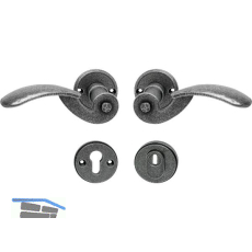 Sicherheits-Drueckergarnitur STUBAI auf Rosette,verzinkt schwarz hell passiviert