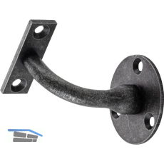 Handlauftr�ger rund Dreipunktbefestigung, Wandabstand 78 mm, schwarz passiviert