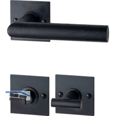 HALC� Dr�ckergarnitur DAVOS - auf eckiger Rosette WC, TS-50, Schwarzstahl