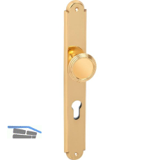 Feuerschutz Wechselgarnitur Alt Wien auf Langschild, PZ92,rechts,Messing poliert