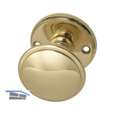 MARCHESI T�rknopf Flachform - auf Rosette (Facette), � 55 mm, Messing poliert