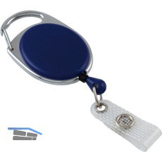 IDENTA Kartenjojo oval mit Karabinerhaken Nylonschnur L=800 mm blau