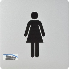 WC Symbol Frau selbstklebend, 100 x 100 mm, Kunststoff alufarbig