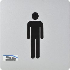 WC Symbol Mann selbstklebend, 100 x 100 mm, Kunststoff alufarbig
