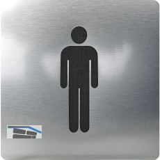 WC Symbol Mann selbstklebend, 100 x 100 mm, Kunststoff Edelstahl-Effekt
