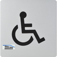 WC Symbol Rollstuhl selbstklebend, 100 x 100 mm, Kunststoff alufarbig