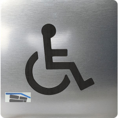 WC Symbol Rollstuhl selbstklebend, 100 x 100 mm, Kunststoff Edelstahl-Effekt