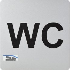 WC Symbol selbstklebend, 100 x 100 mm, Kunststoff alufarbig