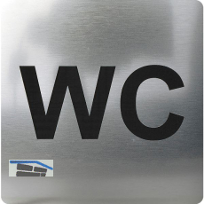 WC Symbol selbstklebend, 100 x 100 mm, Kunststoff Edelstahl-Effekt