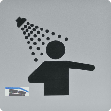 WC Symbol Duschraum selbstklebend, 100 x 100 mm, Kunststoff alufarbig