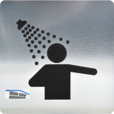 WC Symbol Duschraum selbstklebend, 100 x 100 mm, Kunststoff Edelstahl-Effekt