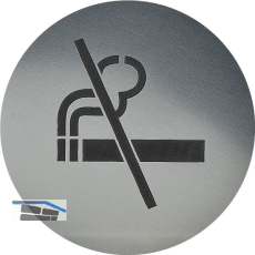 Hinweisschild RAUCHEN VERBOTEN, Durchmesser 60 mm, Kunststoff Edelstahl-Effekt