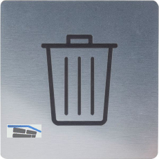 Symbol M�llraum selbstklebend, 100 x 100 mm, Kunststoff Edelstahl-Effekt