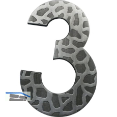 Hausnummer 3 - H�he 120 mm, Schmiedeeisen schwarz verzinkt