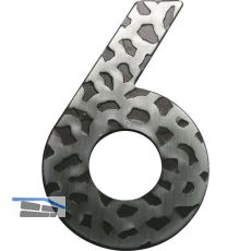 Hausnummer 6 - H�he 120 mm, Schmiedeeisen schwarz verzinkt