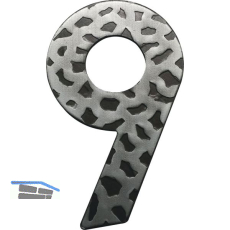 Hausnummer 9 - H�he 120 mm, Schmiedeeisen schwarz verzinkt