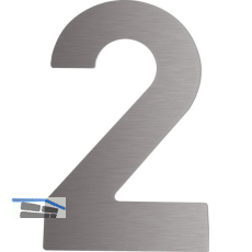 Hausnummer 2 - H�he 120 mm, mit 2 Gewindenocken M5, Edelstahl