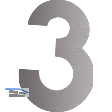 Hausnummer 3 - H�he 120 mm, mit 2 Gewindenocken M5, Edelstahl