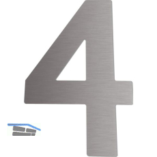 Hausnummer 4 - H�he 120 mm, mit 2 Gewindenocken M5, Edelstahl