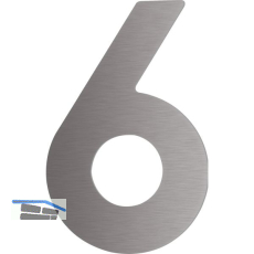 Hausnummer 6 - H�he 120 mm, mit 2 Gewindenocken M5, Edelstahl