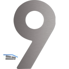 Hausnummer 9 - H�he 120 mm, mit 2 Gewindenocken M5, Edelstahl