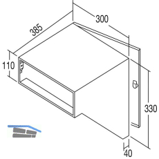 RENZ Durchwurfbriefkasten schr�g,300x330x385 mm,Mauerst�rke 405mm,Stahl verzinkt