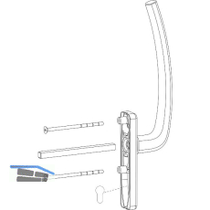HAUTAU ATRIUM HS Griff PZ au�en mit Vierkant, TS 68-92 mm, Alu silber eloxiert