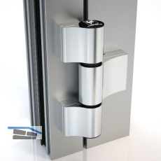 HAHN T�rband 4 AT, 3-teilig 20/65/15 mit Befestigunsplatte, silber eloxiert