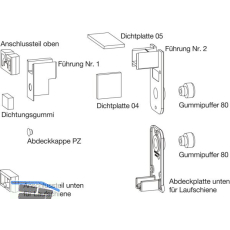 GU HS Zubeh�r-Beutel F�hrungsschiene P1786 Laufschiene H�he 5 mm grau