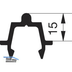 GU HS Laufschiene 15 P1635 f�r Bodenschwelle L=3000 mm silber eloxiert