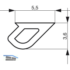 GU Thermostep 164/204 Dichtungsprofil P1645 L=3350 mm schwarz