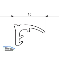 GU HS Dichtungsprofil P742 oben, f�r F�hrungsschiene, schwarz