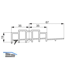 GU Thermostep 204 Aufsatzschiene 19/67 P2101, TS 56-110 mm, L=2500 mm